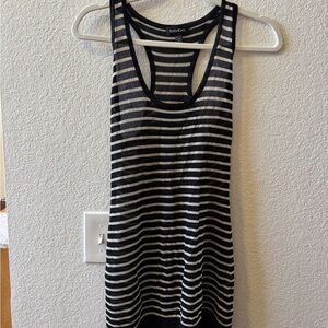 bebe Black and Cream Striped Racerback Tank